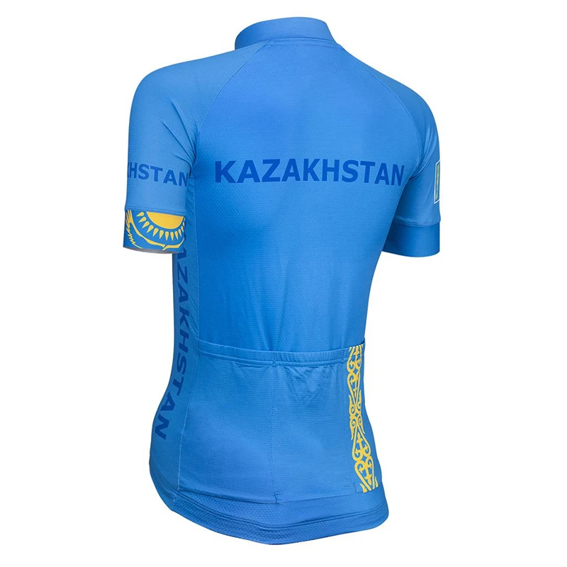 Казахстан Новая летняя синяя велосипедная Джерси Женская дышащая одежда для