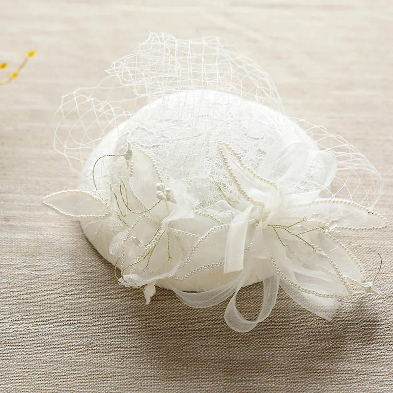 Летняя новая Чапо Femme Mariage элегантная пернатая шляпка для церкви для женщин белая жокейская Клубная шляпа