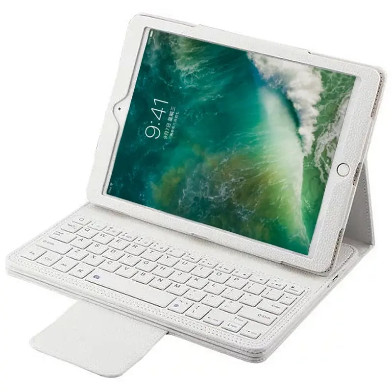 Топ Съемный беспроводной Bluetooth клавиатура кожаный чехол для Apple iPad Air 1 2 Pro 9,7 iPad 9,7 Coque Capa Funda - Цвет: Белый