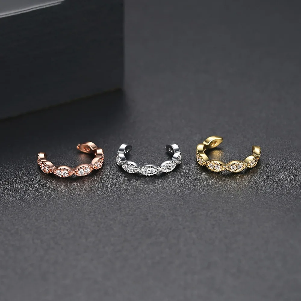 LUOTEEMI простой дизайн полу-кольцевой клип серьги для женщин вечерние Роскошные CZ