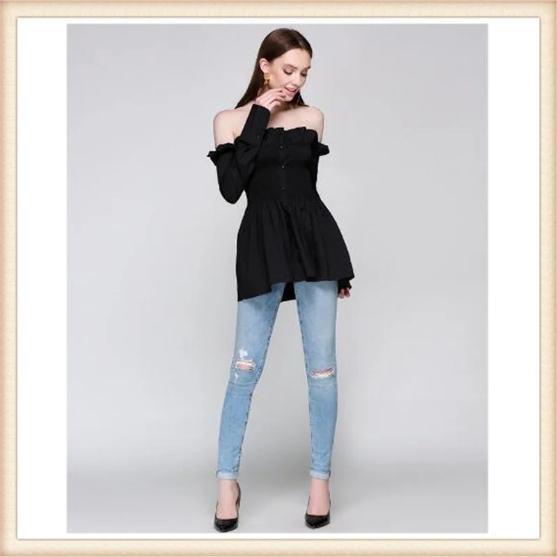 Блузка женская с длинным рукавом белая|button blouse|blouse fashionfashion blouses |