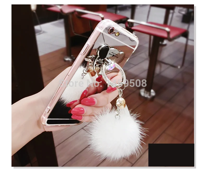 Soft Mirror Case For Huawei P30 P8 P9 P10 P20 Lite Mate 10 20 Pro Nova 2 Plus 3 3i Bear Ring stand Fax Hair Ball Cover |