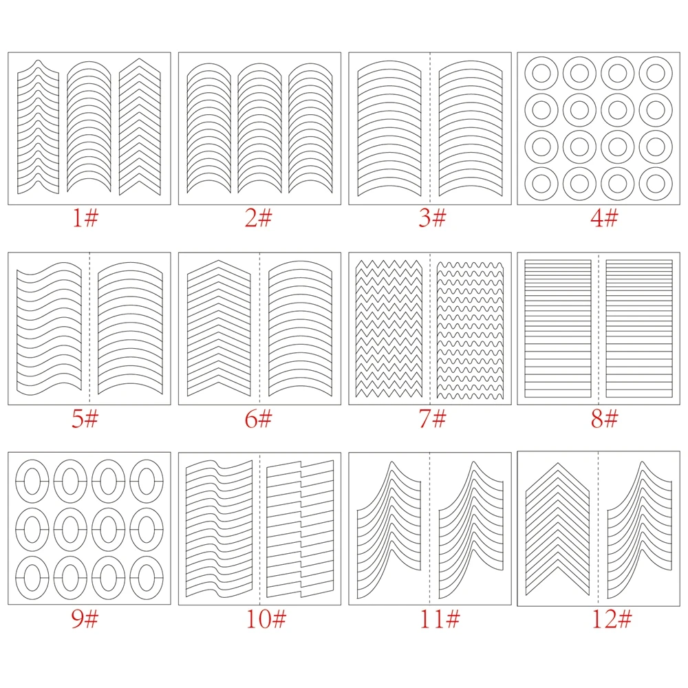 24 стиля наклейки для ногтей полый трафарет Руководство стикер набор французский