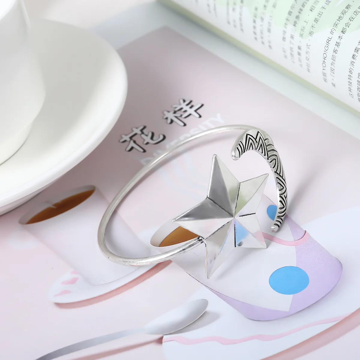 Женский винтажный браслет Anise с большой звездой и Луной|Браслеты| |