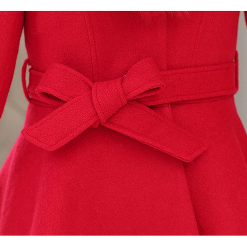 Зимнее женское пальто 2017 новое модное тонкое шерстяное с большим меховым