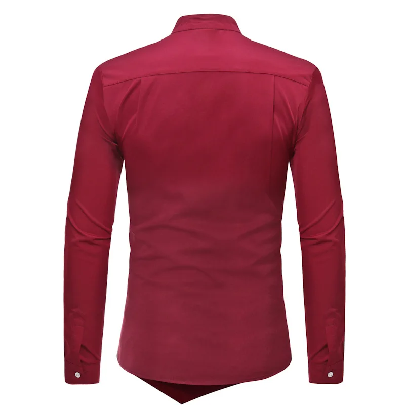 Мужская хлопковая рубашка на каждый день белая Облегающая с длинным рукавом и