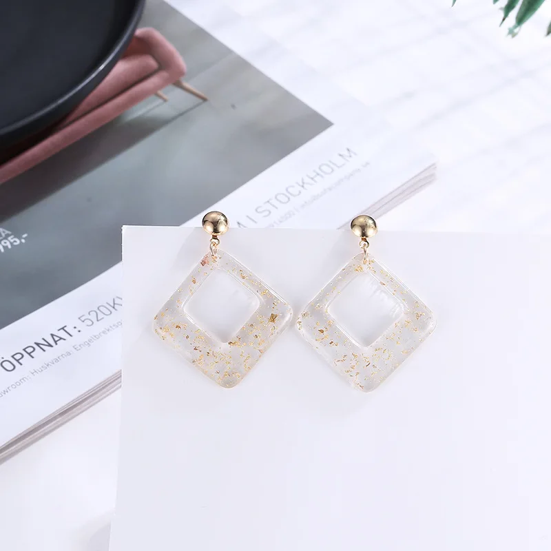 style2 Корейские холодные акриловые серьги, прозрачные золотые серьги с уксусной кислотой, геометрические серьги для женщин C - Окраска металла: style2