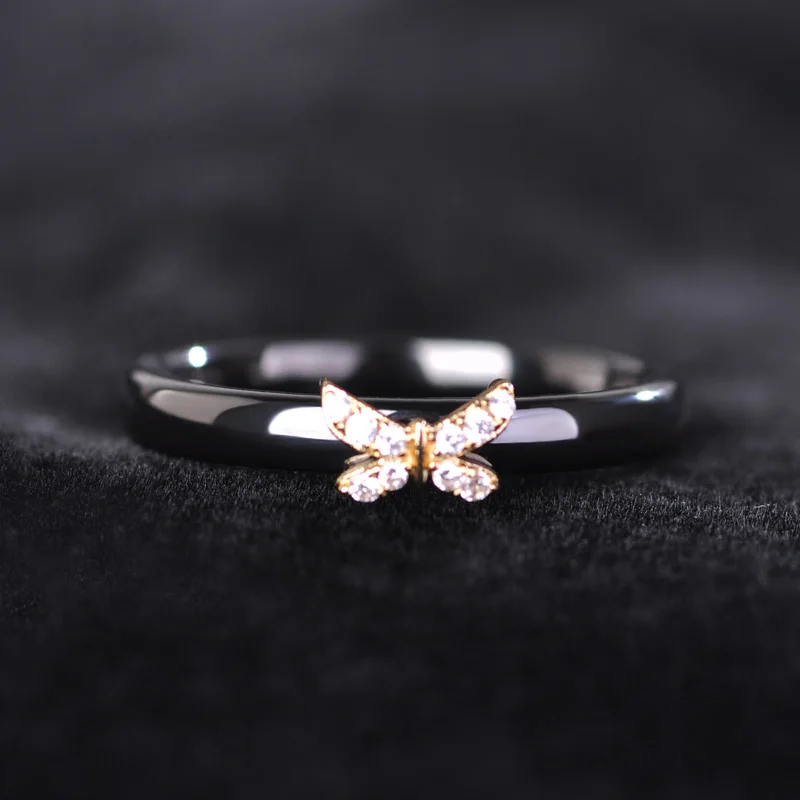 Роскошные Черные Керамические Серьги и Кольцо Набор Для Женщин Кубического