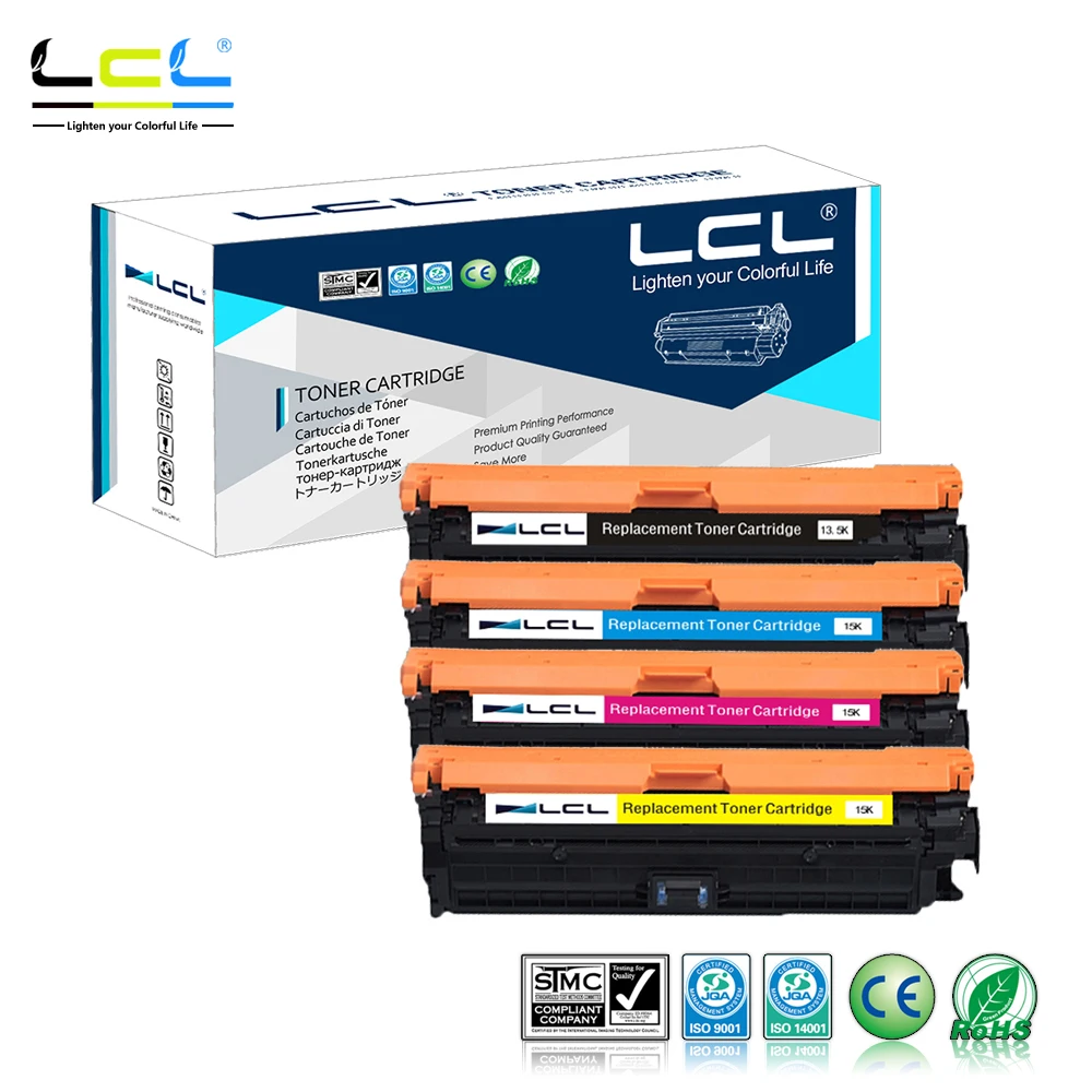 LCL 650A CE270A CE271A CE272A CE273A (4 Pack) Тонер картридж совместим с HP Color LaserJet Enterprise CP5525 CP5525dn|toner