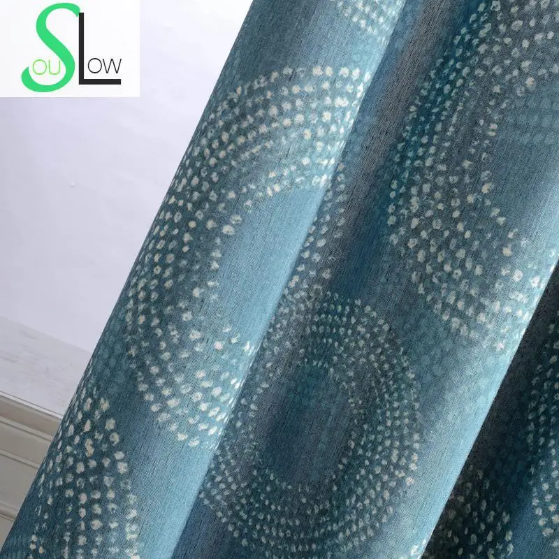 Шторы из хлопка с принтом синих фейерверков плотные шторы для гостиной спальни