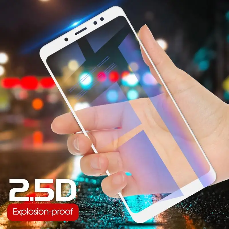 White Полное покрытие, закаленное стекло для Xiaomi Redmi Note 5 Pro, Защитное стекло для экрана, защита для Xiaomi Redmi Note 5, глобальная пленка - Цвет: White