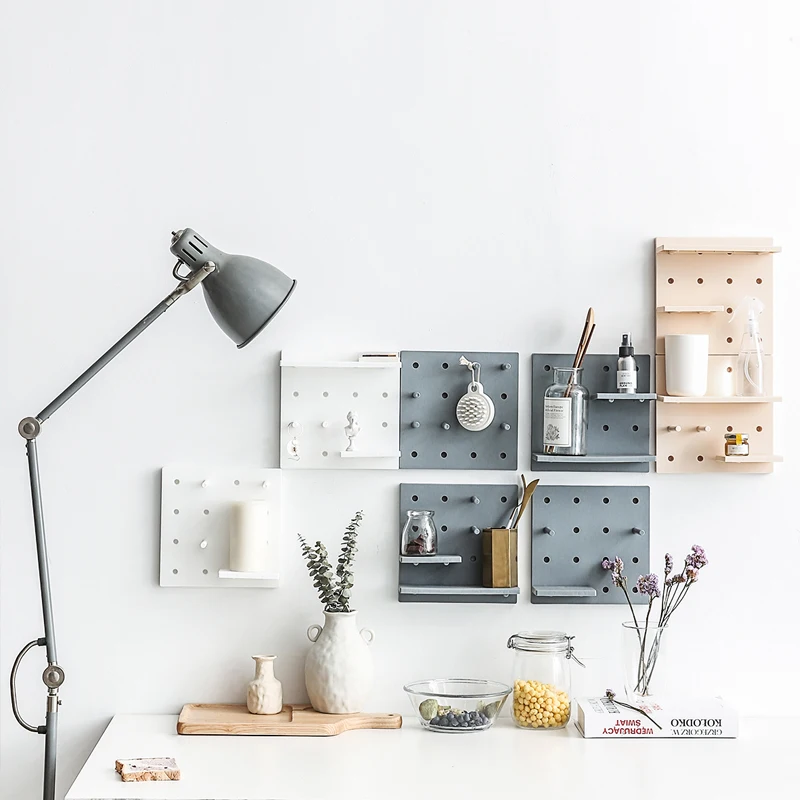 Кухня для хранения дома Съемная DIY отверстие пластины стены скандинавские полки