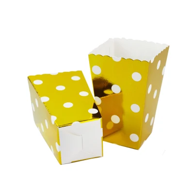 Gold Dot Новинка, 6 шт., горячее тиснение, золотая, серебряная бумага, в полоску, в горошек, в виде попкорна, коробки для дня рождения, украшения для вечеринки, для детей, для мальчиков и девочек - Цвет: Gold Dot