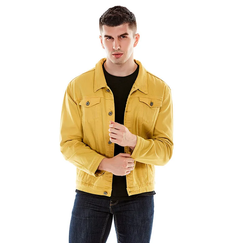 Модные для мужчин обувь мальчиков Slim Fit джинсовая куртка стрейч водителя