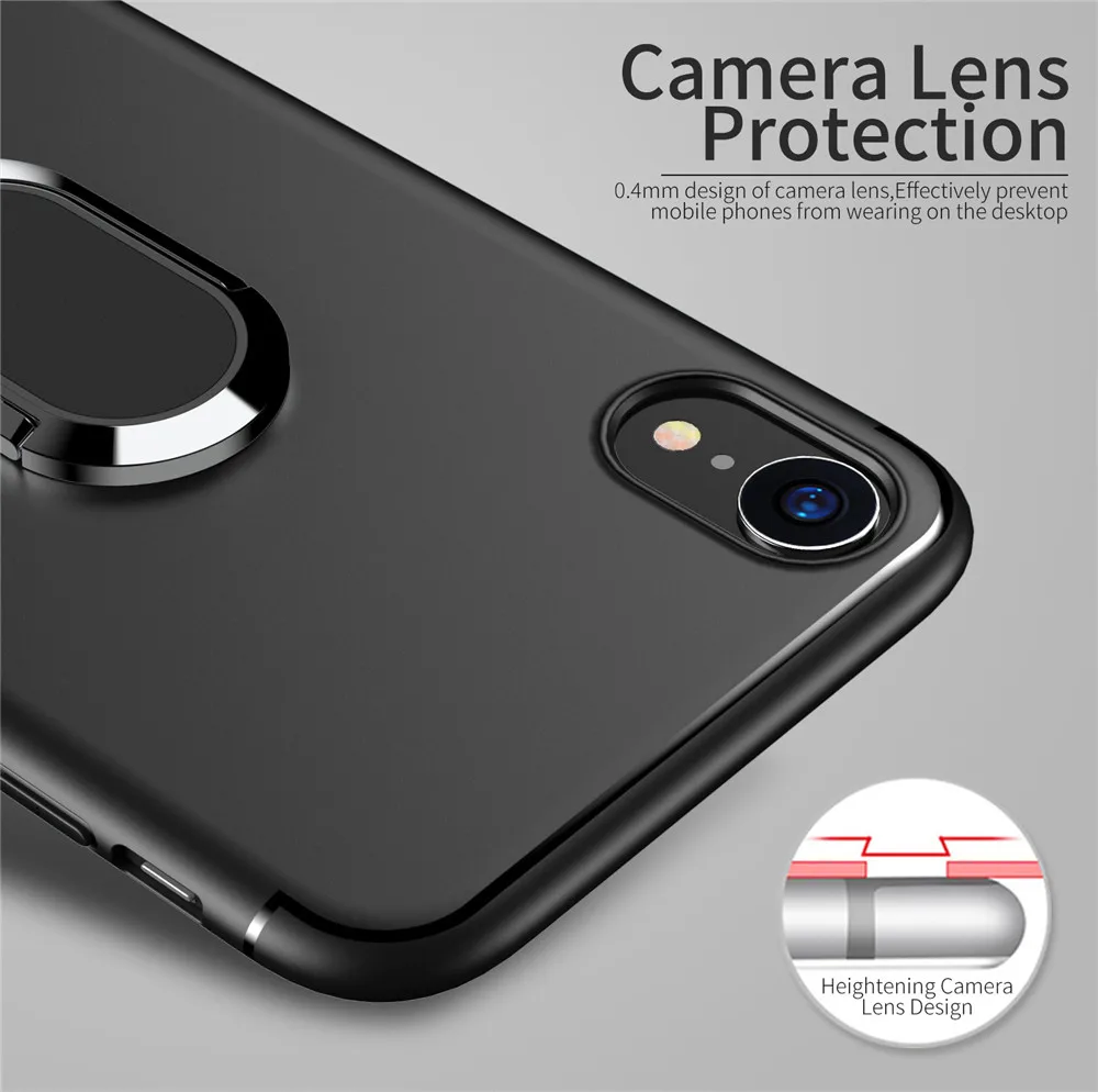 Роскошный силиконовый чехол для iPhone X Xs Max XR с магнитным металлическим кольцом