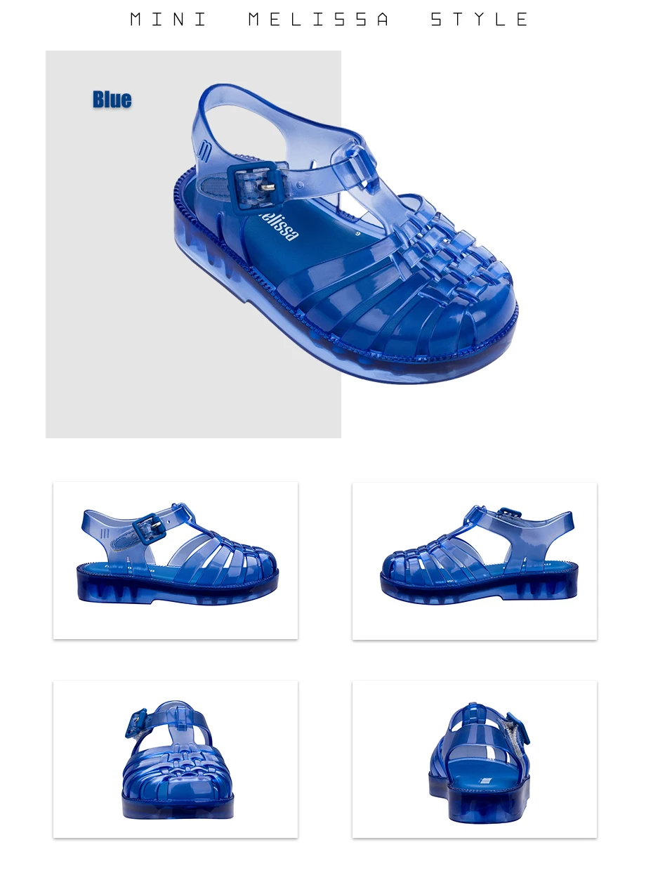 Mini Melissa/оригинальные римские сандалии для девочек г. летние прозрачные сандалии для мальчиков Melissa/детские сандалии пляжная обувь Нескользящая обувь для малышей