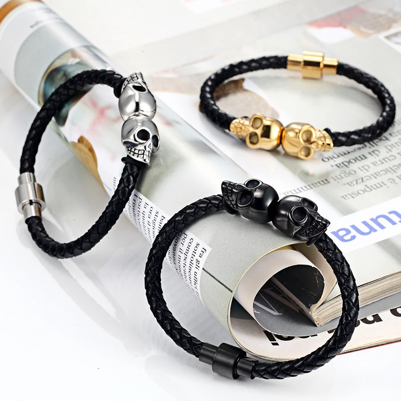 Новинка мужской и женский браслет в стиле панк плетеная кожаная веревка