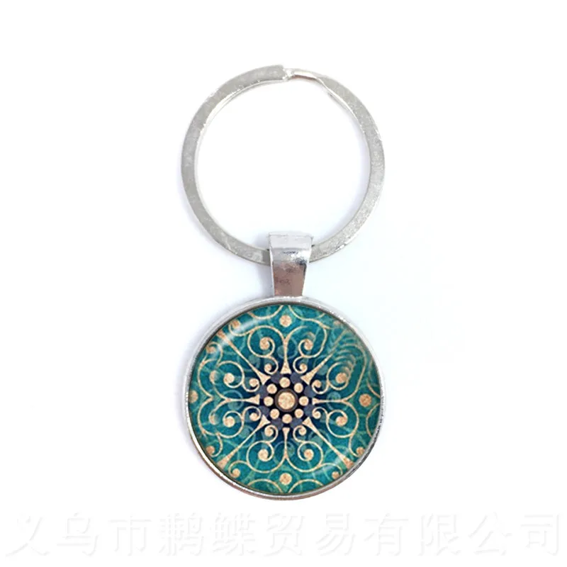 Celtic LOGO Keychains Sacred Geometry Jewelry OM Pendant Keyring Buddhism Yoga Mandala Glass Dome Key Chains | Украшения и