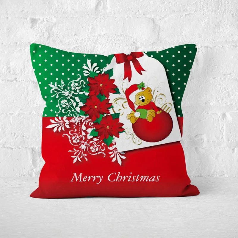 CUSCOV best selling Christmas soft polyester pillowcase Santa Claus bell gift sofa bed cushion | Дом и сад