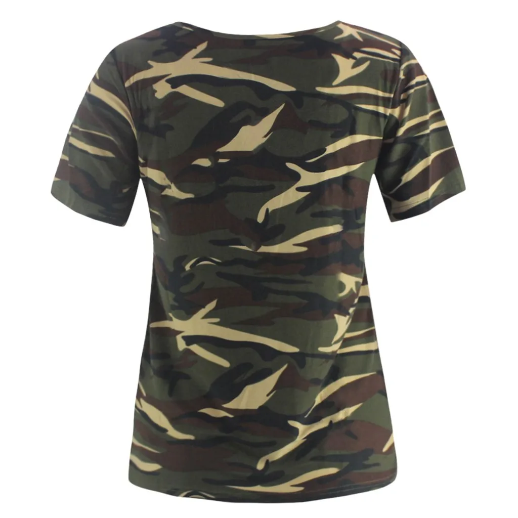 Harajuku футболка женская камуфляжная с коротким рукавом летняя в Корейском стиле