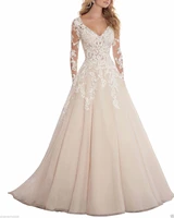 elegant dress sexy long sleeved lace wedding dress white ivory long bride dress custom dress standard stock stock size