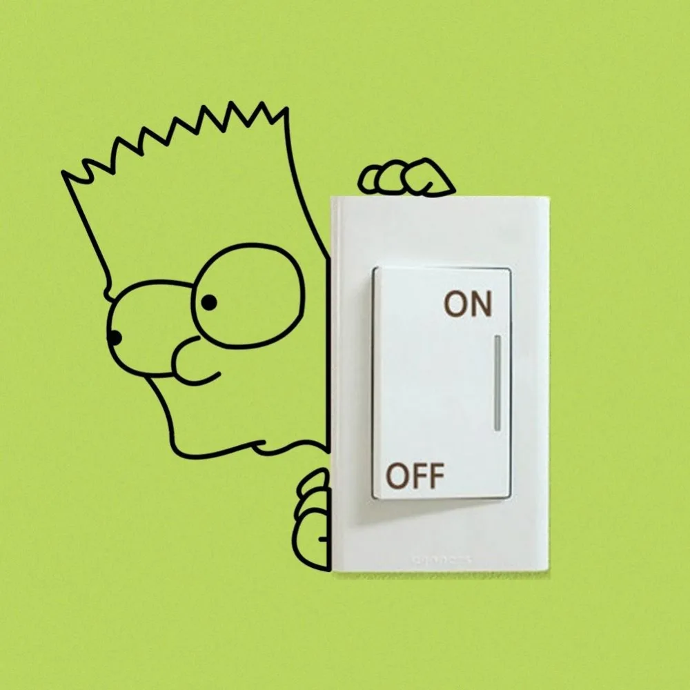 Черный Симпсон переключатель этикета Книги по искусству винил Наклейки на стену