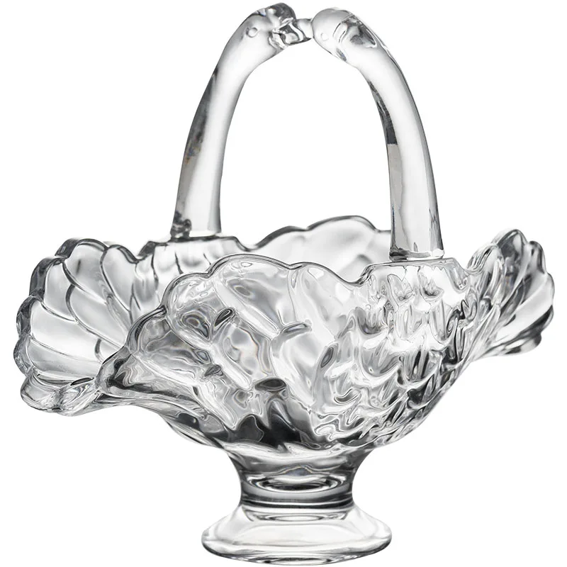 

Creative Swan Fruit Basket Lead-free Glass Cover Bowl Transparent Water Cup Fruit Plate Decorative Paper Towel Rack