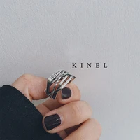 kinel hot sale 925 sterling silver smooth screw geometry double layer open finger ring for women fashion jewelry gift