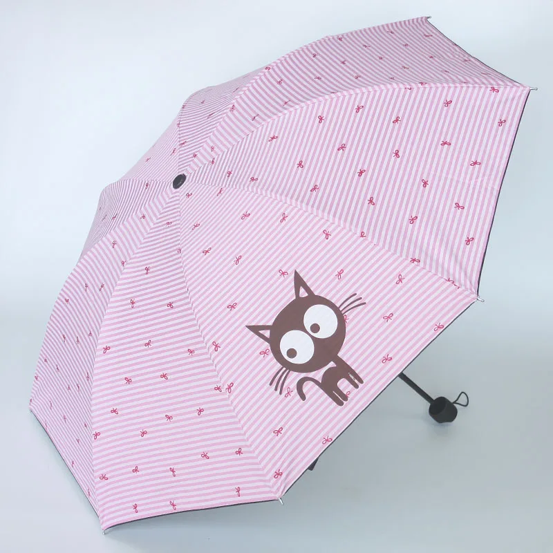 Модный женский зонт с рисунком кота из мультфильма Компактный Зонт алюминия