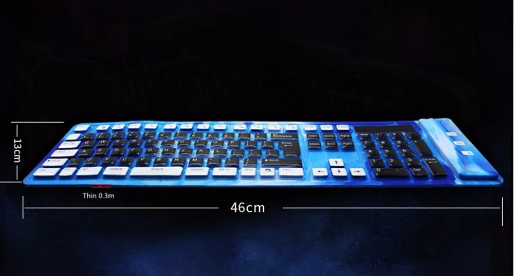 Складной силикона клавиатуры USB Проводная клавиатура игры Водонепроницаемый