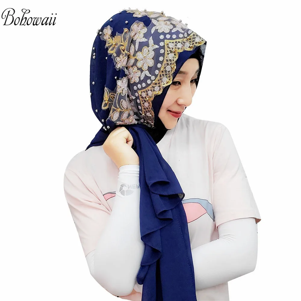 10 шт. BOHOWAII Foulard хиджаб мусульманский шарф шаль роскошный бренд шифон тюрбанты