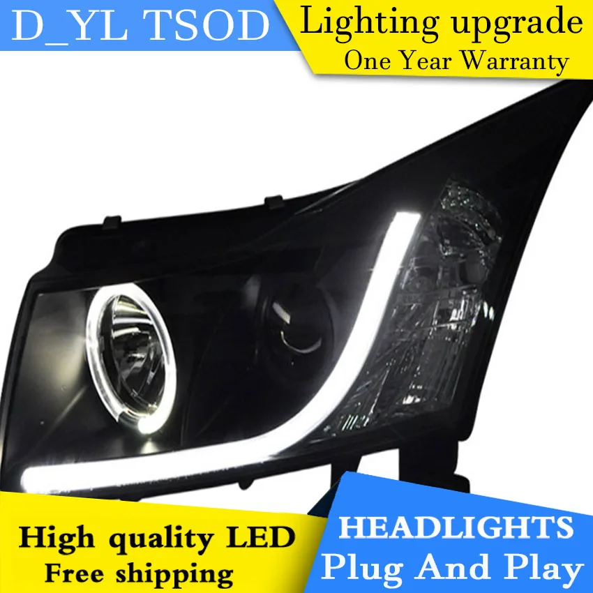 

D_YL Car Styling for Chevrolet Cruze Headlights 2009-2013 Cruze LED Headlight DRL Lens Double Beam H7 HID Xenon bi xenon lens