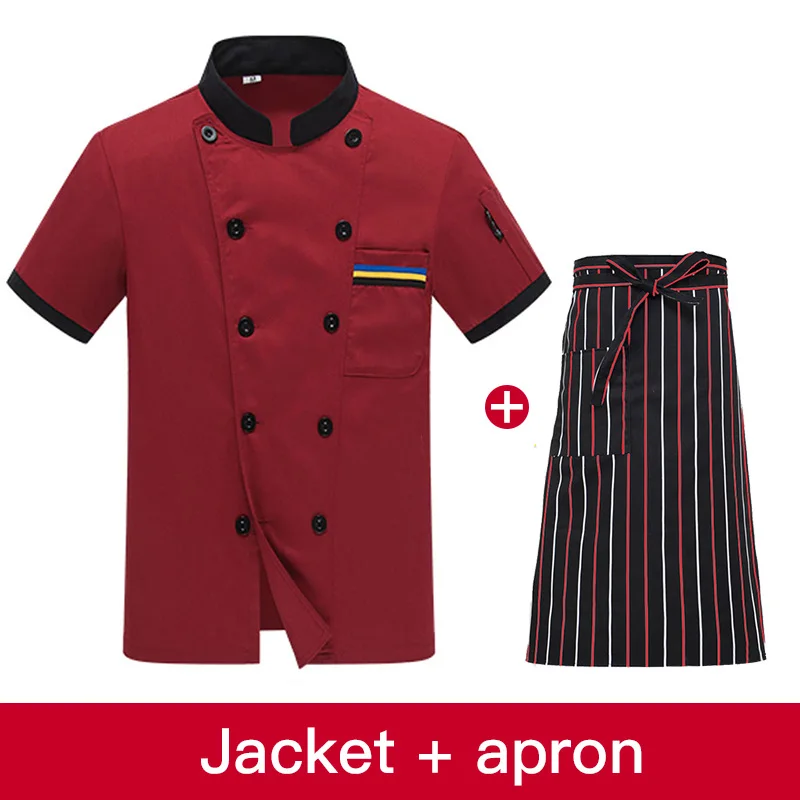 Унисекс униформа для ресторана отеля кухни двубортная с коротким рукавом