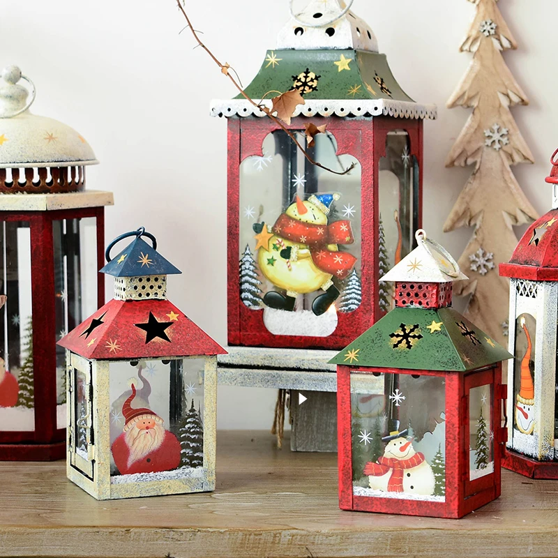 

Retro iron glass windproof christmas candlestick romantic home decoration candle holder holiday decorations Candlestick lamp