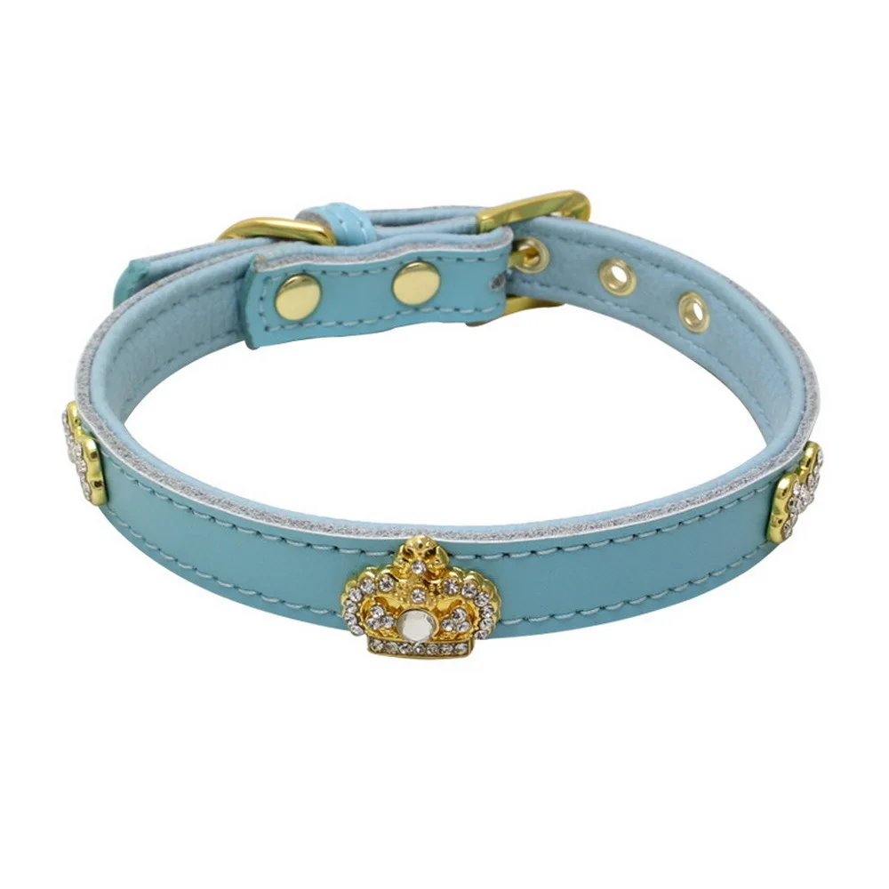 Berry Genuine Leather Pets A Collar For Horse Rhinestone Bone Dog Chain Diamonds An Crown Ornaments CW-XQ37 | Дом и сад