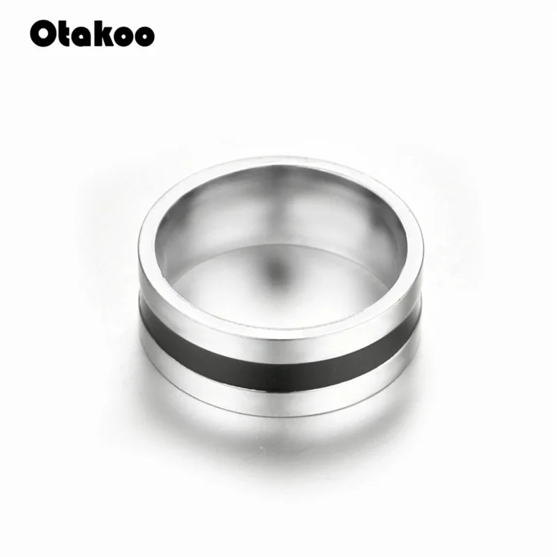 Otakoo модные ювелирные изделия кольцо Простой дизайн обруч титановая нержавеющая