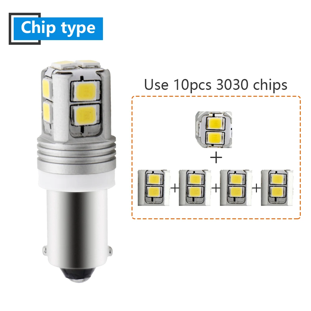 YM E Bright 2 шт. BA9S Canbus без ошибок H6W 2835 10 SMD СВЕТОДИОДНЫЙ фонарь для фонари заднего хода
