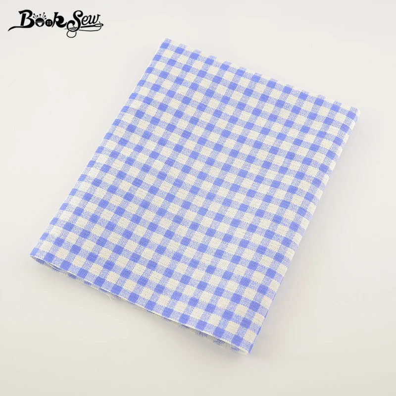 Небесно-голубая ткань в клетку домашний текстиль хлопковая и льняная материал