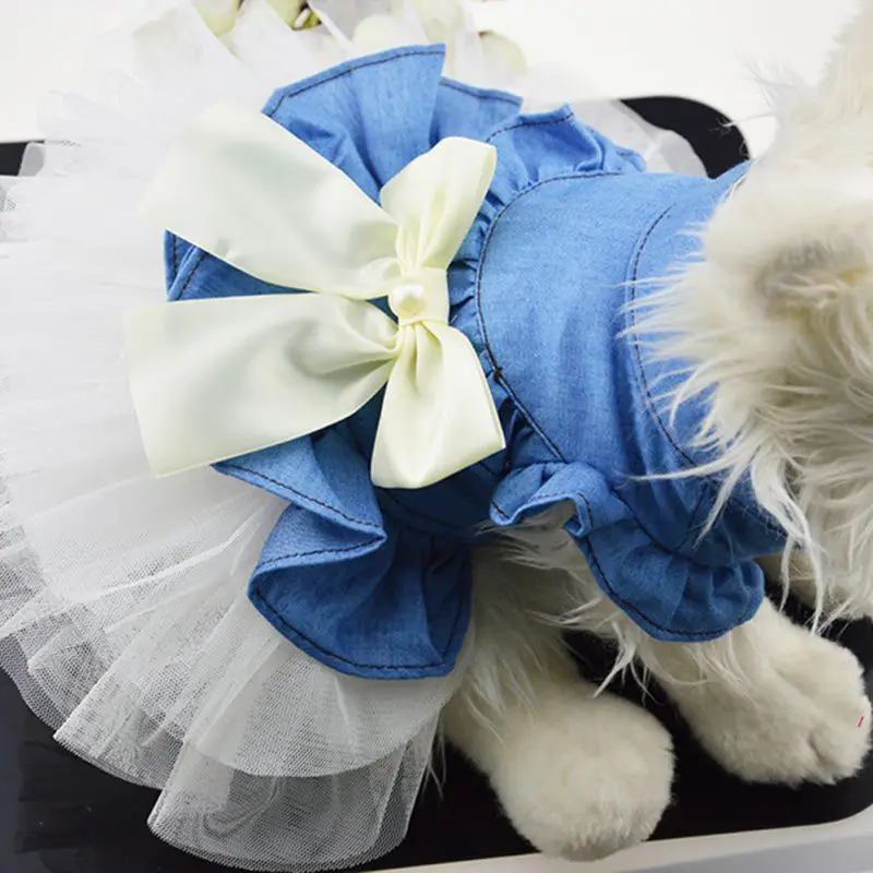 Одежда для милых собак джинсовое платье модная юбка одежда маленьких и кошек
