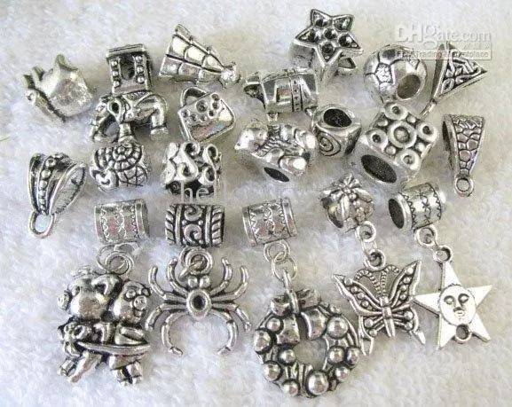 

120PCS Tibetan Silver Color mixed lovely beads pendants Fit Charm M8338