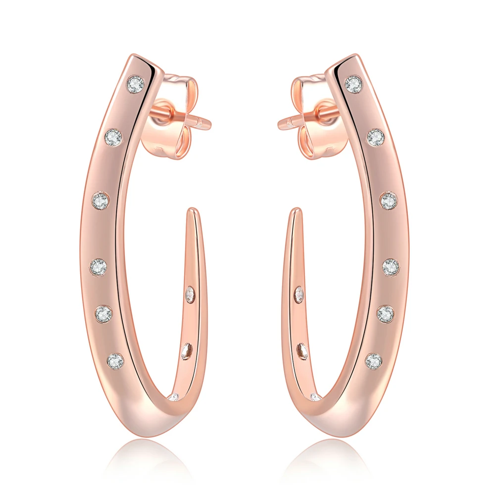 OL Стиль атмосферная Мода розовое золото металлические круглые серьги гвоздики