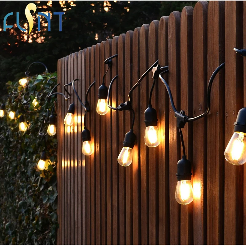 15m retro LED filament S14 G45 bulb light string US plug outdoor waterproof courtyard Christmas decorative lamp garden IP65 | Освещение