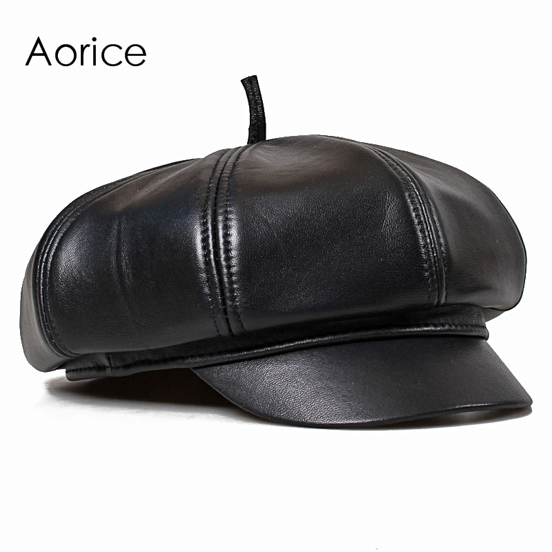 Aorice/, натуральная кожа, Осень-зима, Мужская кепка Newsboy, восьмиугольная кепка, кепка CBD, высокое качество, Мужская теплая шапка HL010