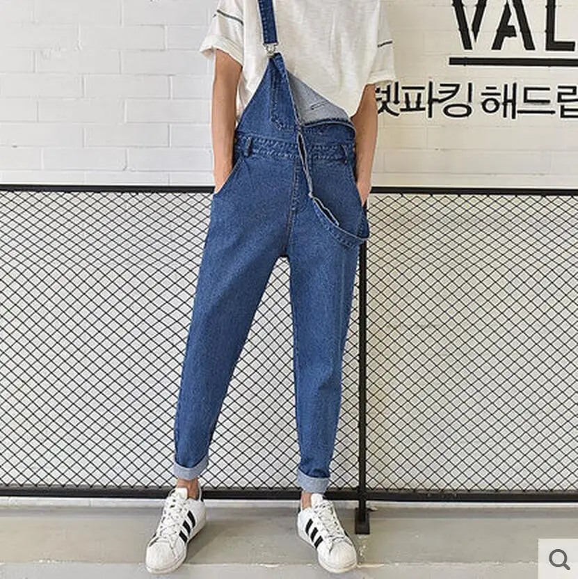 Мужская одежда джинсовые брюки-комбинезон штаны на тонких бретельках новинка 2016