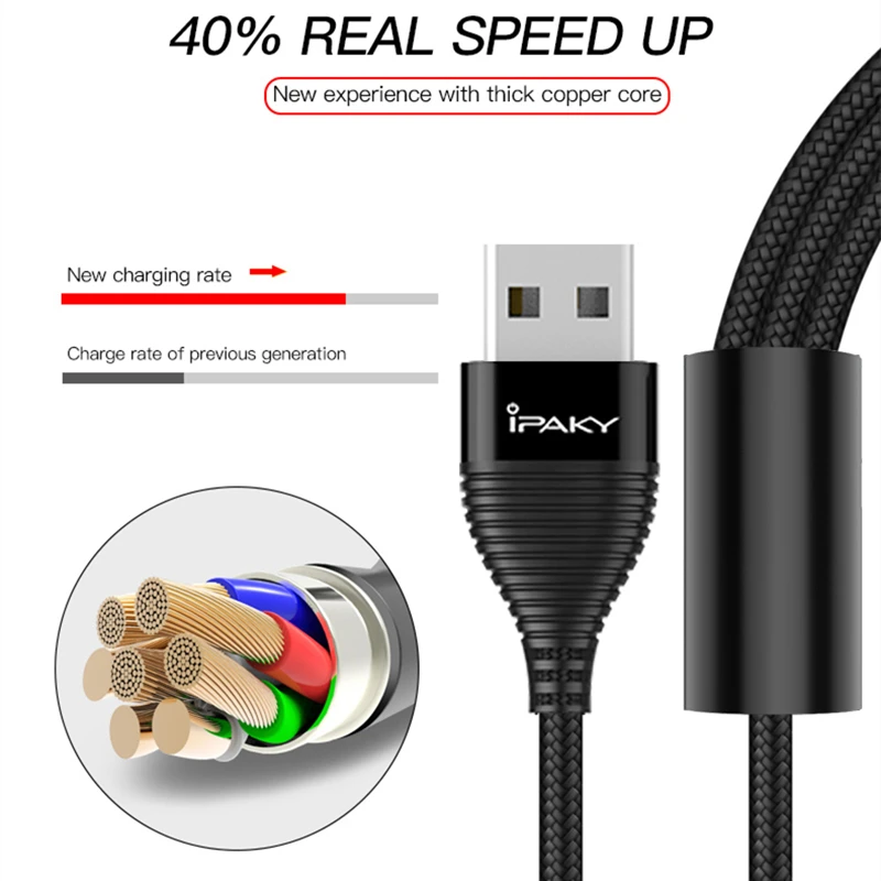 IPAKY USB кабель 3 в 1 быстрая зарядка usb-шнур синхронизации данных usb type C кабель для huawei mate 20 P30 для iPhone samsung Xiaomi