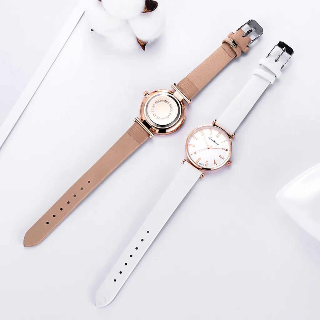 Luxury Watch Women Leather Simple Big Digital Monochrome Trend Plane Dial Belt Quartz Women's Watchrelojes para mujer hot #10 | Наручные