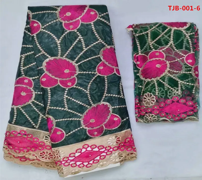 (5 + 2 метров/комплект) 5 ярдов Фуксия розовый и бирюзовый африканский базен