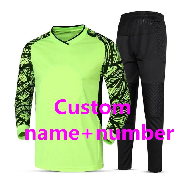 Custom name number Мужская короткая Футбольная форма вратаря набор быстросохнущая голкиперская форма с длинным рукавом костюм-униформа - Цвет: Custom name number