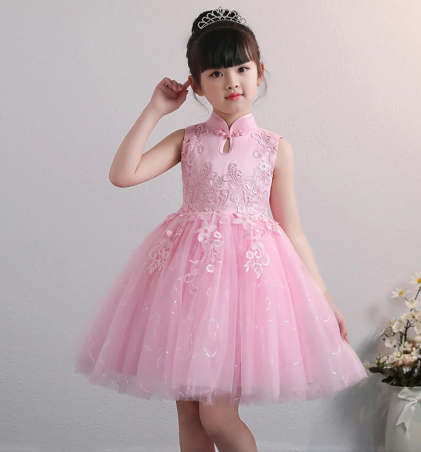 Beautiful Cheongsam Little Girls Clothes Baby Qipao Dress for Brithday Party Kids Princess Performance Formal Wedding Costumes | Детская