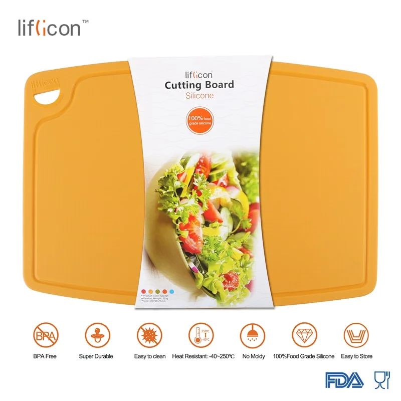 Liflicon большая силиконовая разделочная доска для мяса и овощей, нескользящая Гибкая разделочная доска, противомикробные толстые разделочные доски - Цвет: GS101404P01